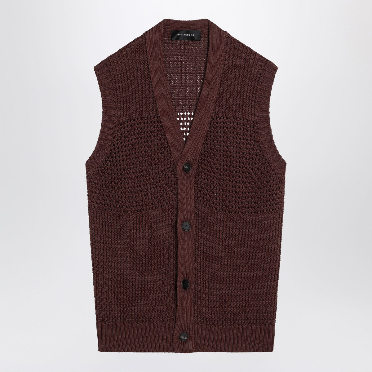 Tagliatore Brown perforated cotton vest
